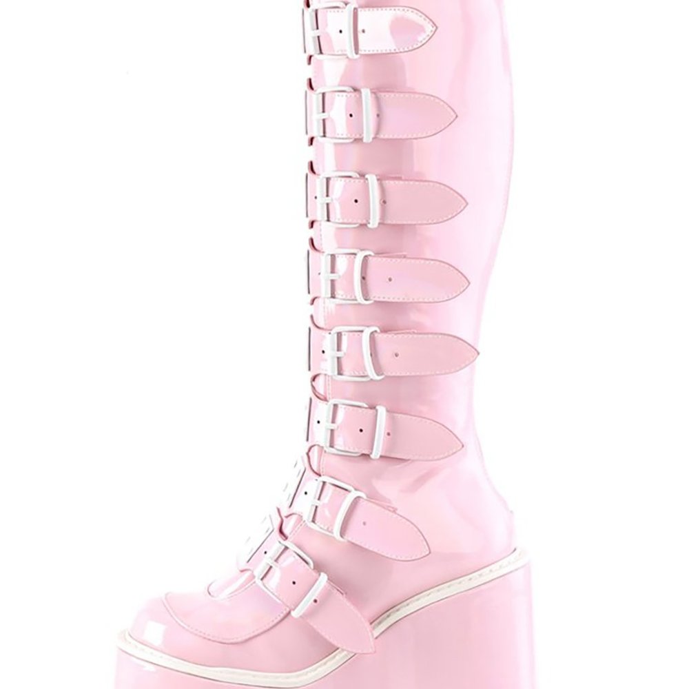 Demonia - SWING 815 Notice Me Hologram Pink Platform Boots - Picture 5 of 7
